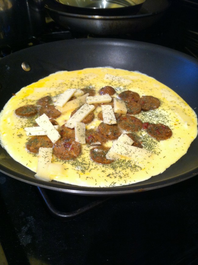 sausage popover omelette