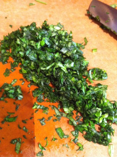 pickles chopped basil